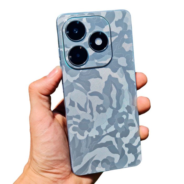 Skin Adhesivo Camuflado Plateado Para Celular